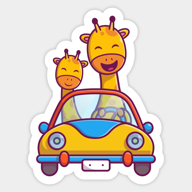 Cute Giraffe Riding Car Cartoon Sticker by Catalyst Labs